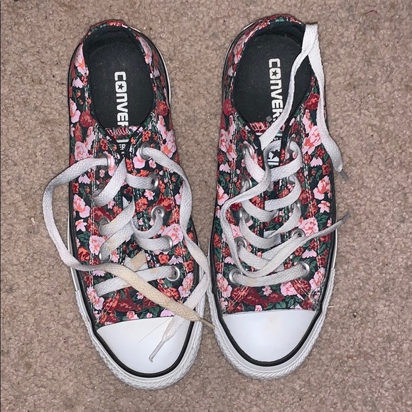 Converse Shoes - Gently used floral Converse